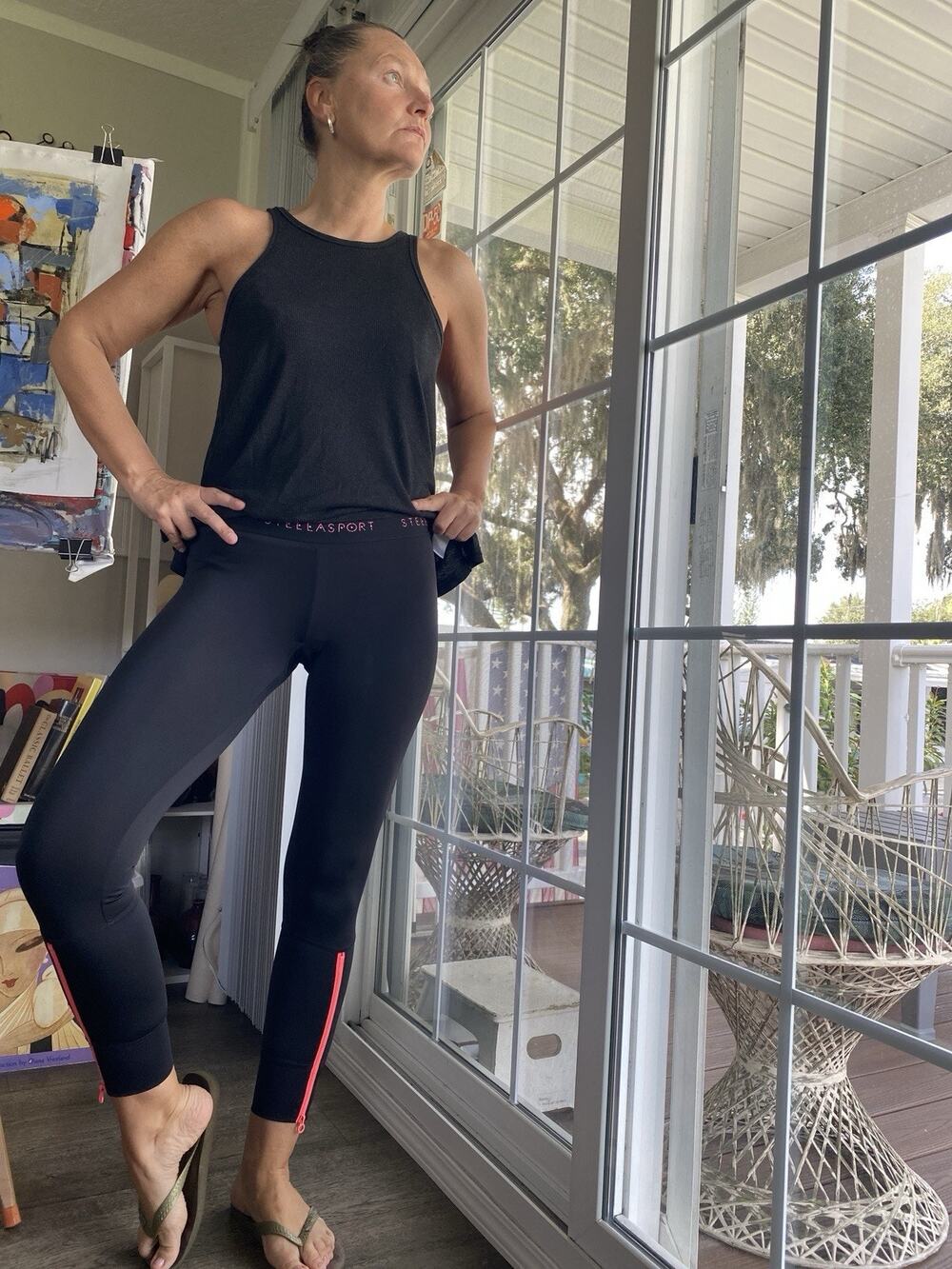 Adidas Stella McCartney Black Leggings Pink Zip Reflective XS-S